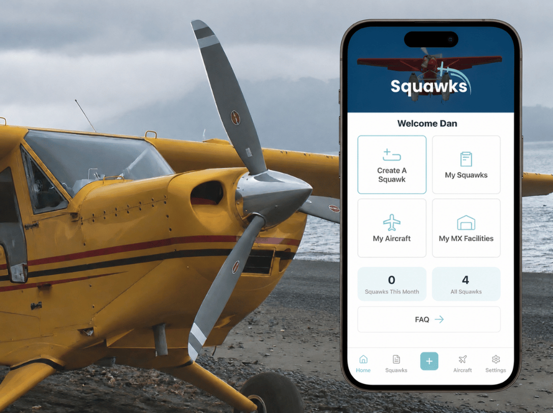 Squawks app shown on iPhone in aviation context
